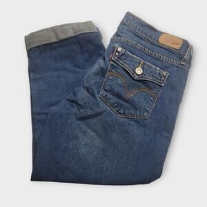 Levi's Capri Jeans Size 6 Blue Dark Wash Denim Retro Straight Leg Western Chore